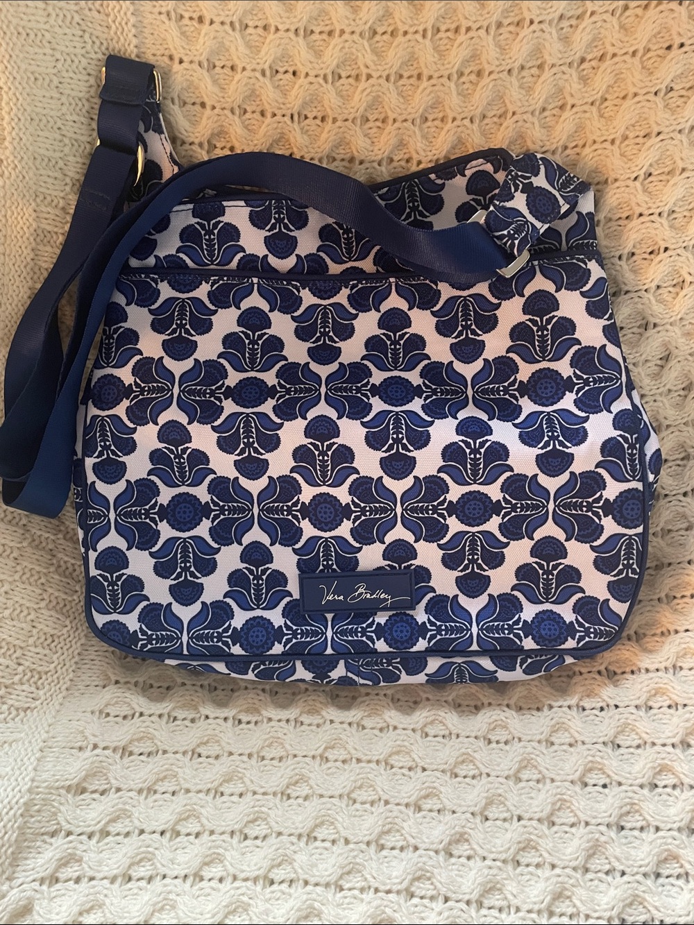 Vera Bradley Navy and White Floral Pattern Crossbody